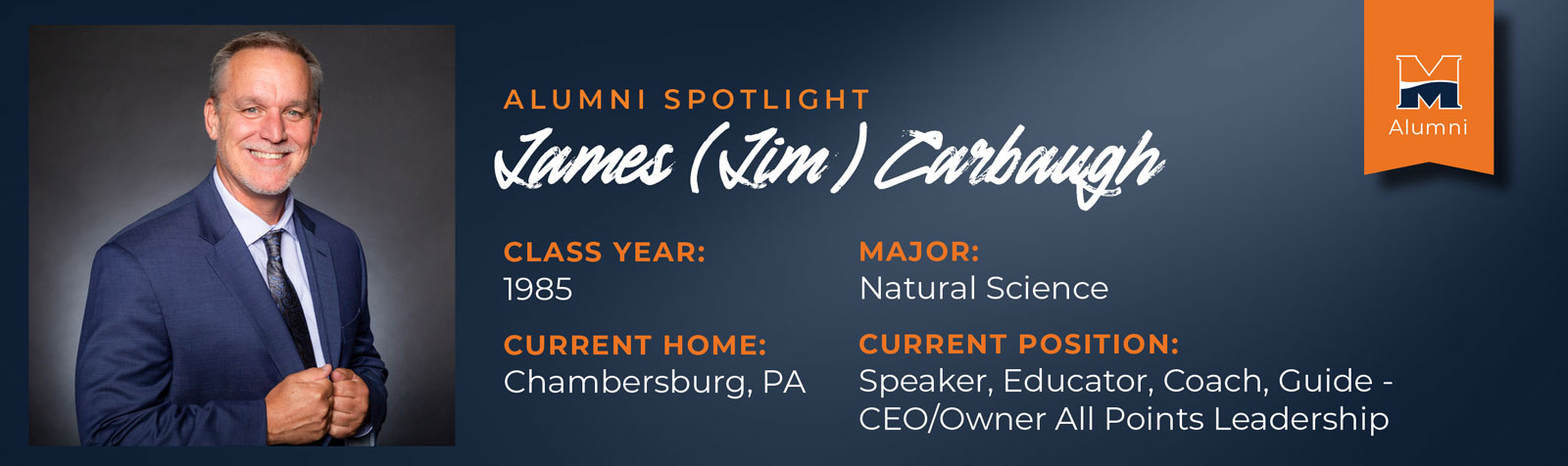 Jim Carbaugh Alumni Spotlight Banner